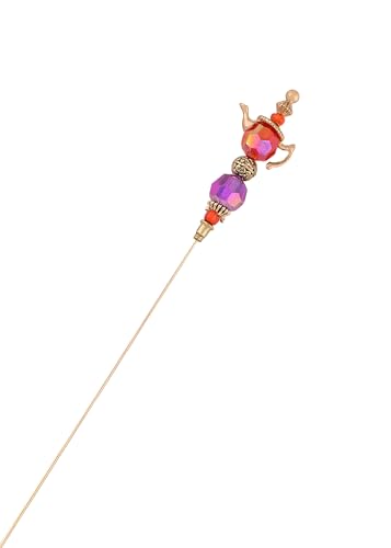 Image of Alilang Gold Magic Lamp Hat Pin Retro Long Handle Hat and Lapel Pins with Flexible Bendable Design on Hats, Scarves, and Suits