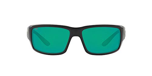 Costa Del Mar Men s Fantail Polarized Rectangular Sunglasses, Matte Black Copper Green Mirrored Polarized-580P, 59 mm