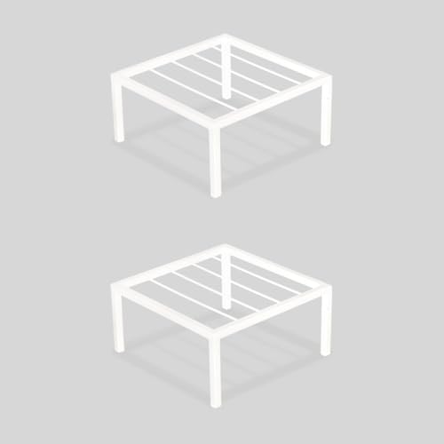 BonKaso Heavy Duty Square White Plant Stand, Pack of 2 Planter Me...