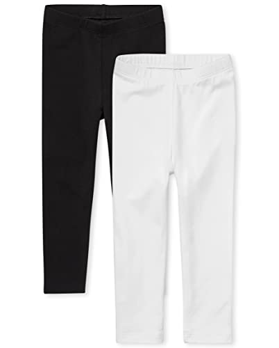 The Childrens Place Baby Girls And Toddler Girls Leggings Black/White 2 Pack 3T