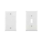 Leviton 80714-W 1-Gang No Device Blank Wallplate, Standard Size, Thermoplastic Nylon, Box Mount, White and Leviton 80701-W, 1 Gang 1-pack, White