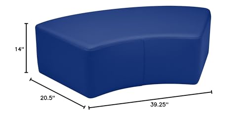 Image of Sprogs 12 inch H Structured S-Curve Stool -Flexible Modular Collaborative Soft Seating for Office, Home, Lounge and School Classrooms with Durable Frame & Set of 2 inch Casters Add-on -Blue