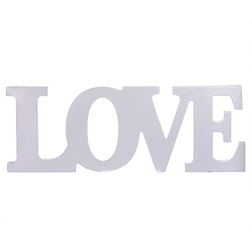 Wooden Letter LOVE Table Top Freestanding Sign,Decorative Wood LOVE Word Signs, Freestanding Rustic Love Signs for Livingroom, Mantel Decoration | Wedding, Housewarming Party Gifts (LOVE White)