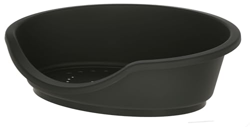 Kerbl Pet Cama de plástico Dreamer, Cama para Mascotas, 95x70x29cm, Negro, plástico Reciclado, Resistente, Borde Alto, Fabricada en Italia