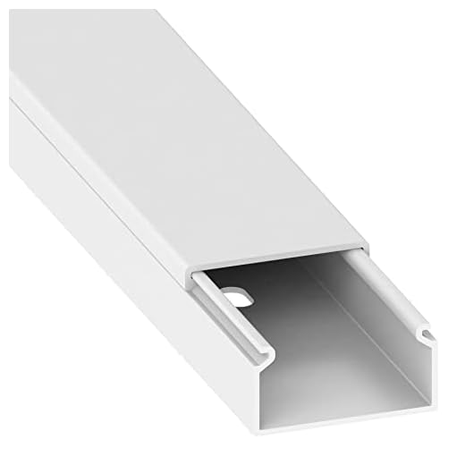 Conducto de cables Habengut 30x15 mm (con orificios de montaje en el suelo) fabricado en PVC, color: blanco, longitud 1 m