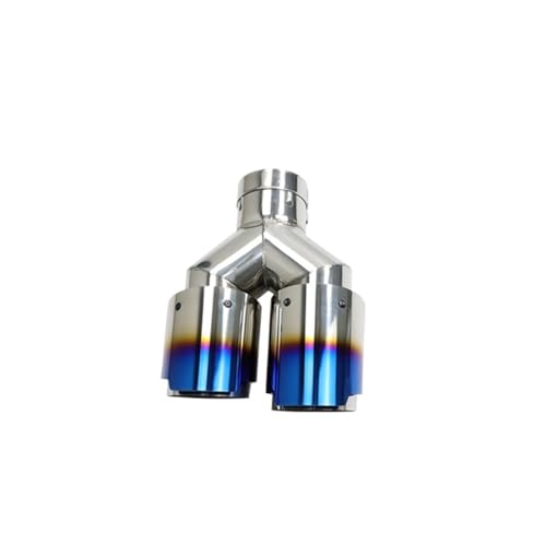 Silencieux tuyau d'échappement universel double embout bleu brûlé voiture in63 out101