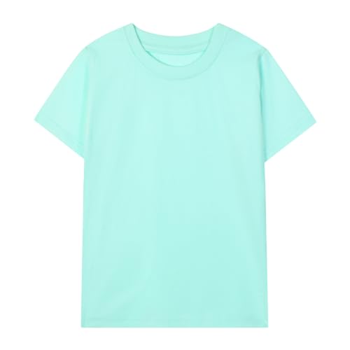 Image of HILEELANG Kids Boy Basic Plain Cotton T-Shirts Short Sleeve Crew Neck Summer Tees 4packs 6-12 Years