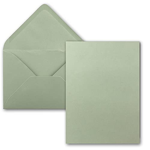Enveloppes C6 et cartes simples A6 vert eucalyptus pour scrapbooking et correspondance 50 pcs
