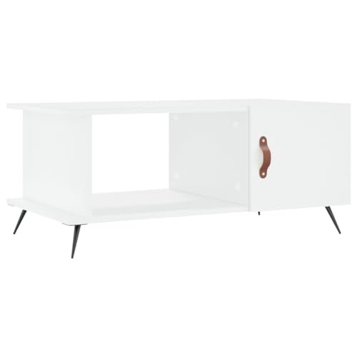 Table d'appoint élégante blanche et pieds en fer au design épuré