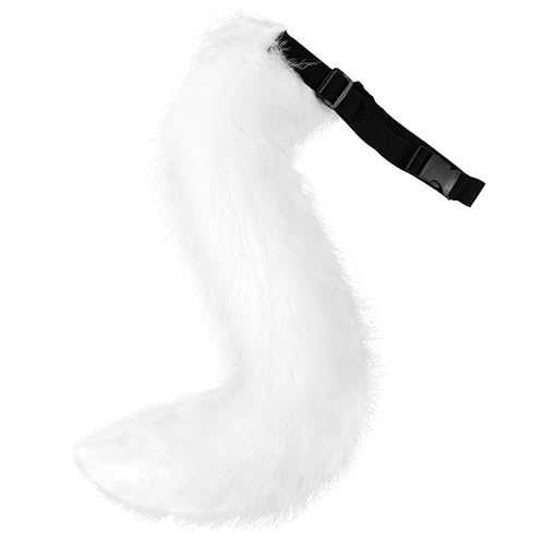 iHUFeather Faux Fur Furry Tail for Cosplay Halloween Fancy Party Costume Accessories(White)