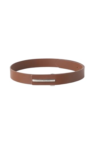 Image of Louis Philippe Men's 100% Italian Leather Shiny Nickel Buckle Formal Profile Belt