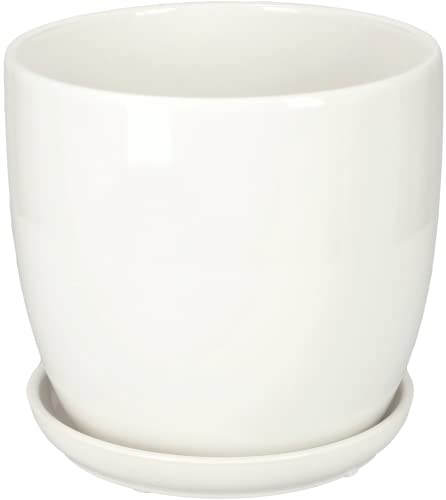 Kotarbau Macetero Con Plato De Ceramica Esmaltada, 20 Cm, Maceta Para Interiores Y Exteriores, Tiesto Decorativo Para Plantas, Blanco, Con Plato Y Orificio De Drenaje Kotarbau Macetero Con Plato De Ceramica Esmaltada, 20 Cm, Maceta Para Interiores Y Exteriores, Tiesto Decorativo Para Plantas, Blanco, Con Plato Y Orificio De Drenaje