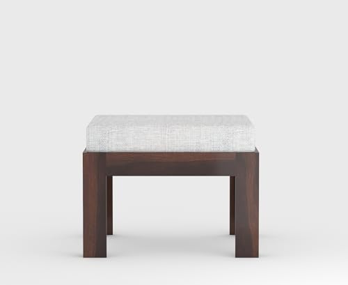Image of ONIJA Modern Wooden Coffee Table with Carved Jali Design & Cushioned Stool | Center Table with Hidden Seating | Solid Wood Living Room Table (Walnut Finish)