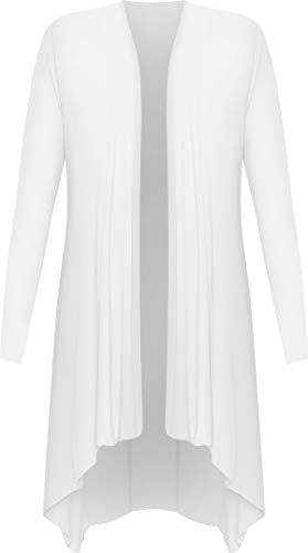 Preisvergleich Produktbild WearAll - Damen Hank Hem Long Sleeve Öffnen Wasserfall Cardigan - Weiß - 46