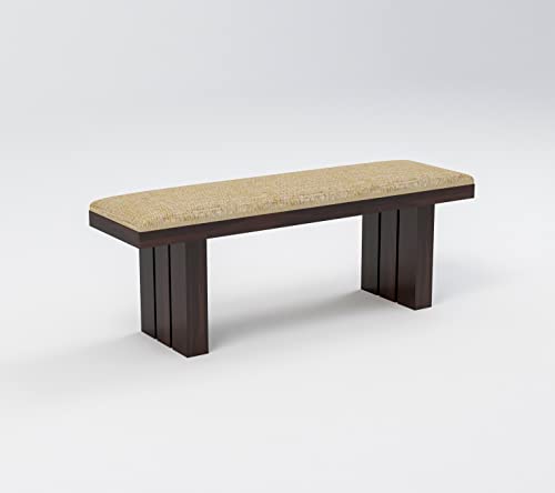 Image of Solid Wooden Dining Set 6 Seater Dining Table with Chairs | Sheesham Wooden Dining Table with 4 Chairs and 1 Bench for Home and Hotels | Six Seater Dining Set in Walnut Finish