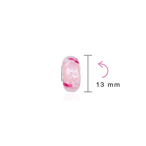 Cristal de Murano rosa floral con núcleo de plata de ley .925 para pulseras de mujer 4