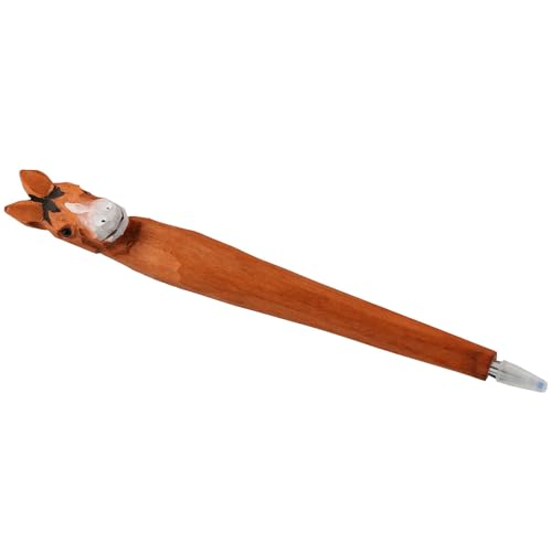 Bolígrafo Gel Animal Mango Tallado Madera Caballo miniatura 2