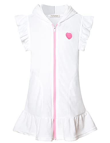 Perfashion Swimwear Cover Up for Girls Terry Swim Cover Ups Hooded Kids Zip-up Cover-ups