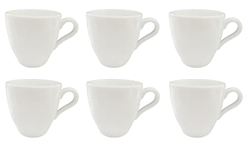 Provance 6 x Espressotasse Mokkatasse Espresso Mokka 100 ml Keramik Farbe weiß Kaffee Kaffeespezialitäten kleine Kaffeetassen mit Henkel Büro Haushalt