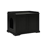 unipaws Black Cat Litter Box Enclosure Furniture, Kitty Hidden Cover, Concealed Dog Proof Litter Boxes Cabinet, Hideaway Litter Box, Cat House