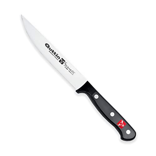 Quttin Cuchillo Verduras Profesional, Hoja Afilada Remaches Acero Inoxidable, Molibdeno Vanadio, Mango POM Resina Acetalica. Sybarite Negro, Hoja 14 cm Cover