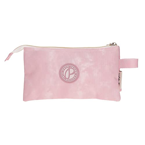 Pepe Jeans Holi Pink Polyester Triple Pencil Case, Pink, Triple case, 22x12x5 cm - Image 3