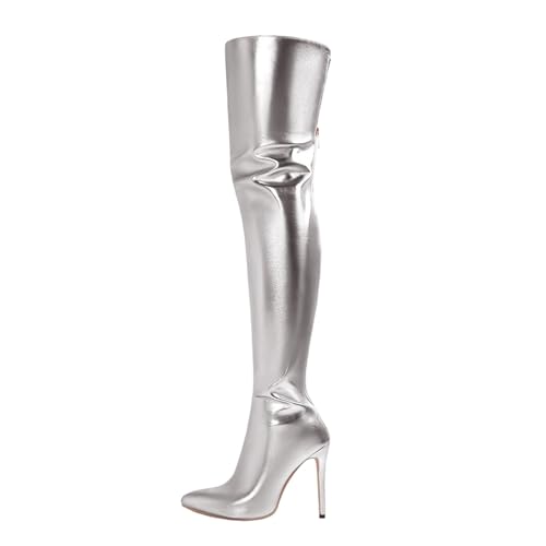 Bottes au-dessus du genou Hanraz en cuir à talons hauts pour femme style gothique taille 37 à 43