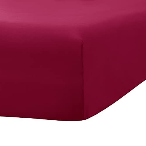 Image of Ghooss Full Size Fitted Sheet,Hotel Quality Bedding Fitted Sheet Deep Pocket up to 14 Inch,Wrinkle and Fade Resistant,1 Piece,Burgundy