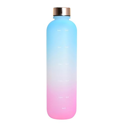 APGLSXY Botella de agua de 1000 ml con 32 onzas de esmerilada motivacional para deportes al aire libre