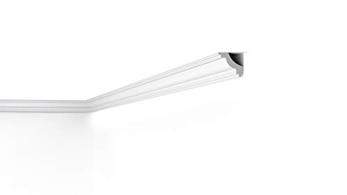 Cornisa/Moldura decorativa techo blanca NMC NOMASTYL® J 45X50X2000mm Poliestireno 2 metros