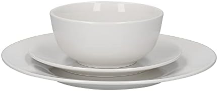 Mikasa Alexis Dinner Set, White Porcelain Minimalist Plates and Bowls, 12-Piece Set