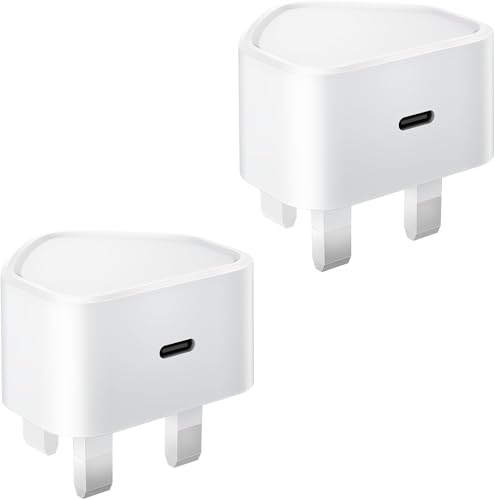 USBC Plug UK 2-Pack 25W USB C Charger Plug Fast Charge for iPhone 17 16 15 14 13 12 11 Pro Max Plus Air iPad Samsung Type C Plug Fast Charging Head iPhone Charger Plugs USB C Power Adapter