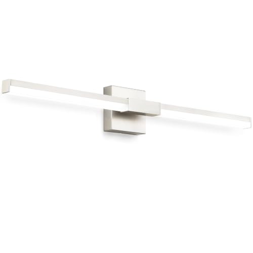 Image of SOLFART Vanity Lighting Fixtures Dimmable: Brushed Nickel 32-Inch Detachable 4-Way Light Direction Bathroom Light Fixtures Over Mirror ETL IP44