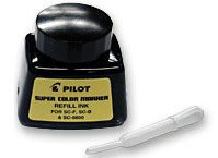 12 Pack Pilot Pen 43500 1oz Refill Ink for Permanent Markers - Black (SCRF-BLK)