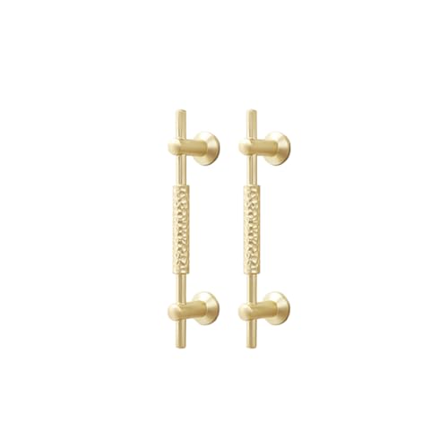 Image of HAORUN 2PCS Decorative Door Pull Handles Brushed Gold Textured Center Design 96mm 128mm Drawer Handles (Gold, 96mm)