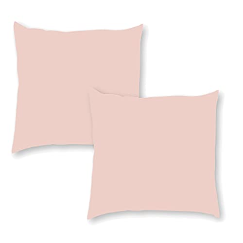 INDA-Exclusiv Lot de 2 housses de coussin décoratives en coton avec fermeture éclair Rose 40 x 40 cm Cover