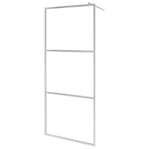 Tidyard Walk-In Shower Wall With Half Frosted Glass And Supporting Bar Single Panel Bathroom Shower Door Screen Shower Partition (38.6-39.4) X 76.8 Inches (W X H) #TOP1