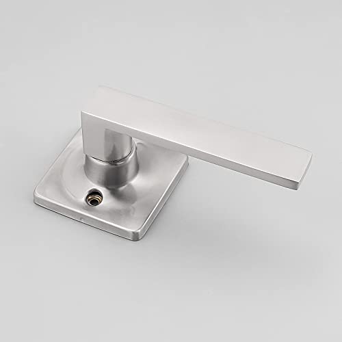Gobekor 1 Pack Brushed Nickel Lever Door Handle Dummy Door Levers Square Closet Door Handles For Pantry Interior Non-Turning Door Lever #TOP7