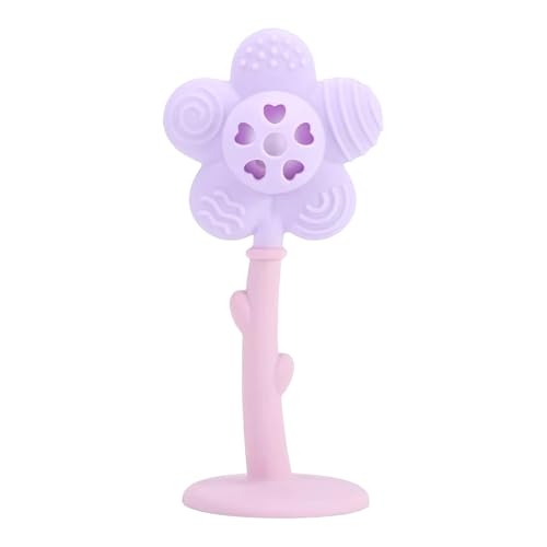 Image of macoam Lily The Flower Baby Rattle Toy | 2-in-1 Silicone Rattle & Teether | Infant Sensory Toy for 0-6 Months | BPA-Free & Safe (Purple)
