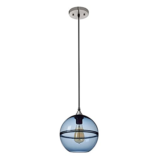 Lámpara colgante de cristal azul para comedor y cenas acogedoras en familia