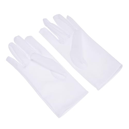 SMASOLO 10 pares Guantes Protectores Elásticos de Spandex para Mujer Blancos Guantes Finos de Etiqueta para Protección Solar Trabajo Industrial Jardinería y Manipulación de Joyas