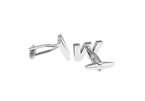Mancuernillas para Hombre Letra W Plateadas con Caja de Regalo miniatura 2