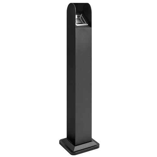 Image of MorningRo Disposal Outdoor Standing Trash Can with Wind Resistant Base Commercial Receptacles Slim Columnar Metal Receptacle for High Traffic Areas Parks Spaces (43.3 Inch Tall, 29l Capacity, Black)