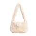 LTHTX Sac à main en peluche pour femme, sac à bandoulière en fausse fourrure, mignon et tendance, pour téléphone, portefeuille, collations (blanc crème)