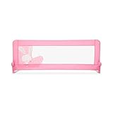 Asalvo 2 EN 1 Barrera de Seguridad Niños, Cama 150 cm, Barandilla Cama Niño, Abatible con Correas Ajustables, Ideal para Cama Nido, Fácil Instalación, Lavable y Desmontable, Conejito Rosa