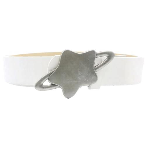 Fashion Star Shape Buckle Belt for Women Girls Classic Solid Color Adjustable Waist Ornament PU Leather