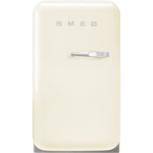 Smeg, FAB5LCR6 Réfrigérateur Minibar Vintage une Porte, 34L, Charnières à Gauche, Froid Statique, 2 Clayettes Réglables, Porte-Bouteilles et Éclairage LED, H 72,5cm, Crème