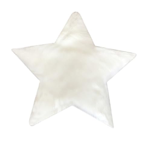 Amosfun Tapis en Peluche Forme Étoile 50x50 Cm Blanc Doux Antidérapant pour Décoration Salon Chambre Coussin Décoratif Polyvalent