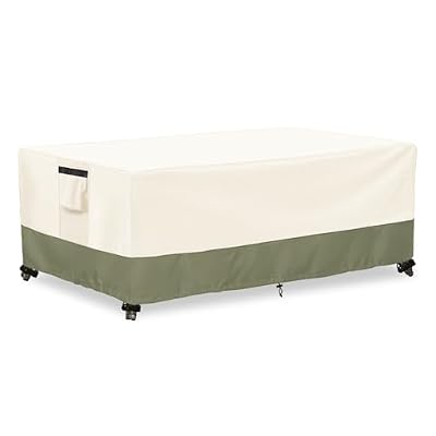 Owlcover Outdoor Coffee Table Cover 48 W x 28 D x 16 H Inches,600D Heavy Duty Waterproof Outdoor Table Cover,Patio Rectangle Table Covers,Beige
