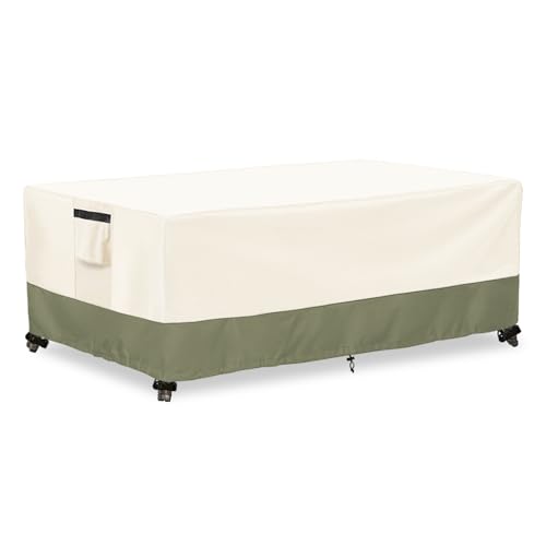 Owlcover Outdoor Coffee Table Cover 48 W x 28 D x 16 H Inches,600D Heavy Duty Waterproof Outdoor Table Cover,Patio Rectangle Table Covers ,Beige